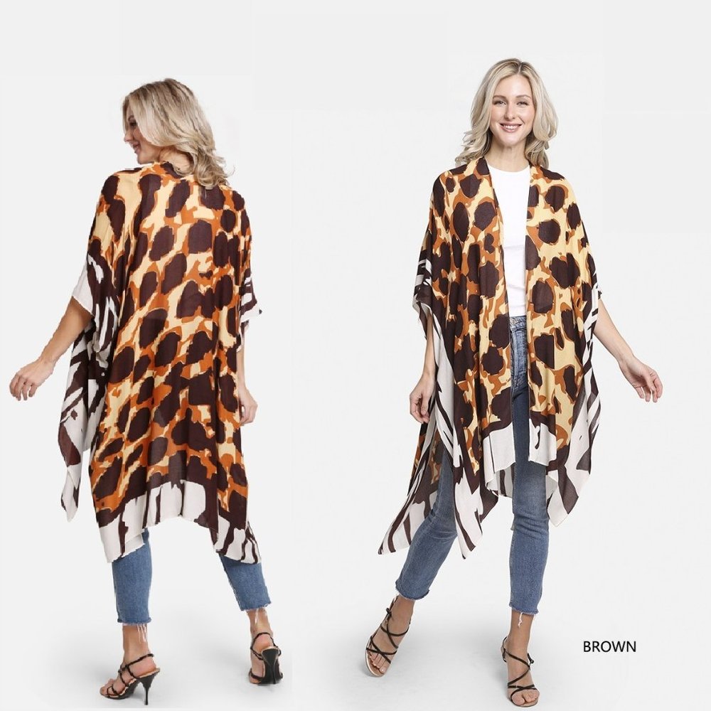P/S Animal Print Long Cover Up·Kimono·Wrap·Swimsuit Cover·Bikini·ComfyLuxe